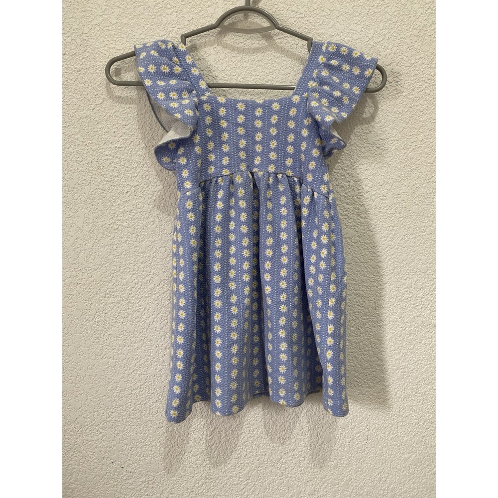 Zara Floral Dress Ruffle Daisy Blue Yellow‎ White Sundress 3-4Y (Z192)